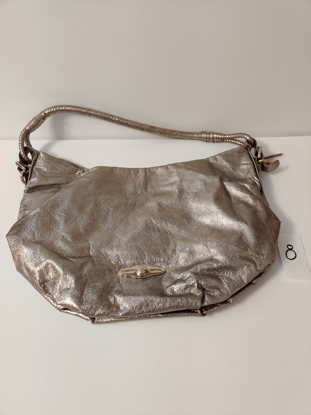 Elliott Lucca Metallic Silver Leather Shoulder Bag